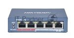 ���������� Hikvision DS-3E0105P-E(B) 4 RJ45 100M PoE � ������������ 6��, 2 ���� � ������� �����������; 1 Uplink ���� 100� Ethernet; ������ PoE 60��; ��������� ������ �������� �� 250�,10��/�, CAT5e; ������� MAC �